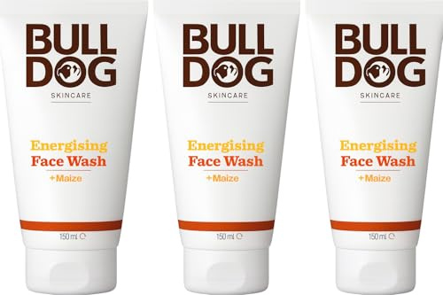 BULLDOG SKINCARE – Energizierende Gesichtswäsche für Männer, revitalisierender Gesichtsreiniger, 150 ml x 3 Stück