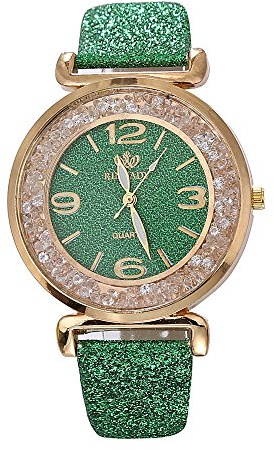 Mode klocka handled rostfritt kvinnor kvarts analog damklocka digital armbandsur män, gRÖN, En storlek