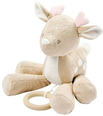 Nattou Spieluhr, Hirschkuh, Wiegelied «La-Le-Lu», Mit Ring, Polyester, FanFan, Beige