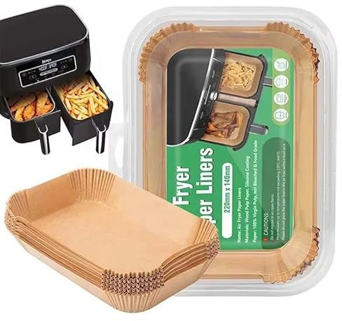 Papier Cuisson pour Air Fryer Ninja Papier Sulfurisé pour Friteuse à Air Chaud Sans Huile 300 Pièces 20,5cm x 14cm Compatible avec Ninja 9,5l Double Stack xl Dual Zone AF300EU AF400EU Cecotec