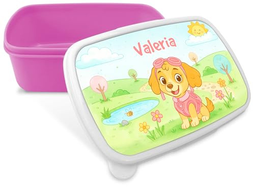 LolaPix Fiambrera infantil personalizada con nombre. Patrulla. Tupper niños colegio. Loncheras para niños. Lancheira canina. Lunch box. Tupper infantil personalizado. Regalo niña. Perrita