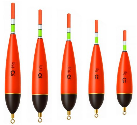 BOBITALK 5 StüCk Leuchtend Posen Angeln,Schwimmer Angeln,Angelposen5g/8g/10g/12g/15g Posen Set FüR Hecht, Barsch, Karpfen, Barsch Eva-Schaumstoff