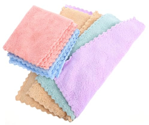 Yardenfun 10 Pcs Coral Fleece Face Towels Microfiber Wash Cloths 30x30cm Soft Makeup Remover Cloths in Multiple Colors Suitable for Shower and Daily Facial Care