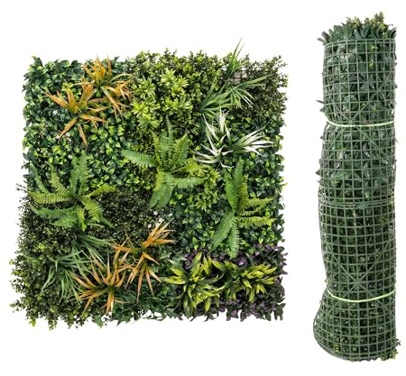 Outsunny Seto Artificial Ocultación Jardín en Rollo 1x1 m Pantalla de Valla de Privacidad de Hiedra Artificial Fácil Montaje para Terraza Balcón Exterior Decoración de Hojas Verde
