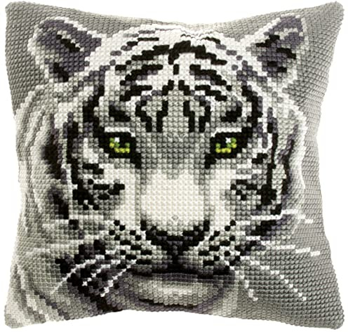Orchidea Kreuzstich-Set für Kissen, weißer Tiger, bedruckte Leinwand, 4,5 Stück, für Erwachsene, 9531