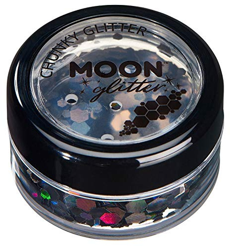 Holographischer grober Glitzer von Moon Glitter - 100% kosmetische Glitzer für Gesicht, Körper, Nägel, Haare und Lippen - 3g - Schwarz