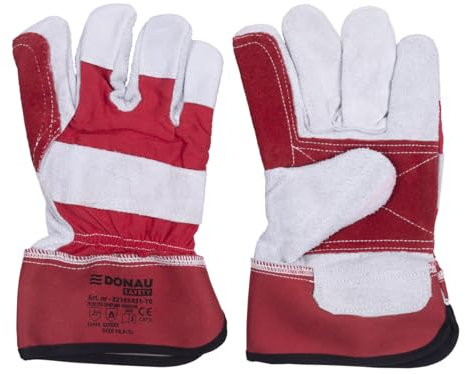 DONAU SAFETY Robuste Leder Arbeitshandschuhe Docker-Typ/Größe 10,5/ XL - 1 Paar/aus hochwertigem Rindspaltleder/Schutzhandschuhe/Palmarer Teil bedeckt zwei volle Hautlappen/Lederhandschuhe