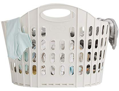 Mind Reader Folding, Collapsible Laundry, Foldable Storage, Bathroom, Bedroom, Home, Ivory 38 Liter Basket