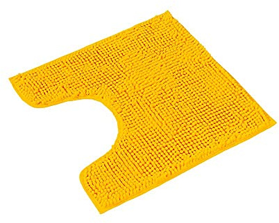 PANA fluffig WC matta med urtag • chenille badmatta i olika delar Färger och storlekar • Badmatta halkfri och tvättbar • 45 x 45 cm • Färg: Gul