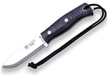 Joker Cuchillo de Supervivencia Ember CM122-P, Hoja de 10,5 cm Sandvik, Funda Piel con pedernal y Mango Micarta Canvas, Herramienta de Pesca, Caza, Camping y Senderismo