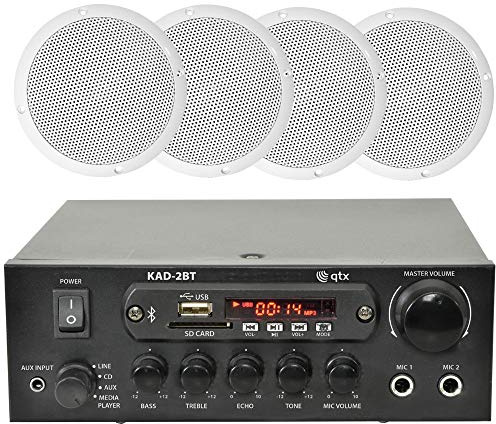 ADCB LTD New Cafe Restaurant Home Bluetooth Amplifier Ceiling Speaker System Kit - 2,4,8 Works With Google Home & Amazon Alexa