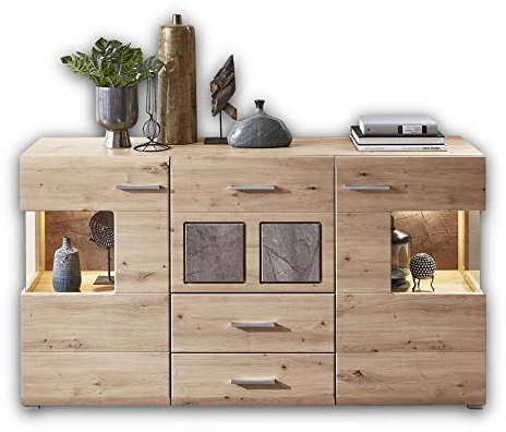Stella Trading SPIDER PLUS Sideboard in Artisan-Eiche Optik, Caspio - Moderne & ausdrucksstarke Kommode für Ihren Wohnbereich, 170 x 94 x 42 cm (B/H/T)