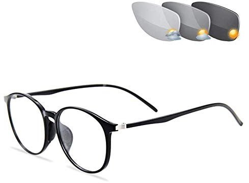 Progressive Multifocal Reading Glasses, Hyperopic Reading Glasses, Color Changeable Transition Sunglasses for Unisex,Black,+1.50