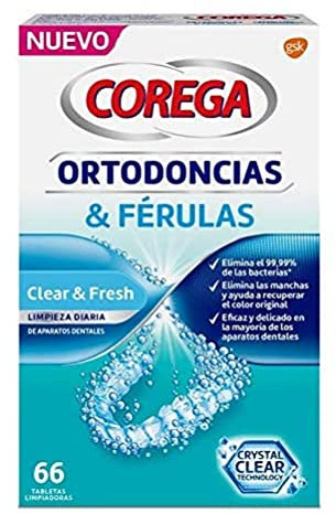 Corega Tabletas Limpiadoras para Férula Dental y Ortodoncia, Limpieza Rápida y Fácil de Usar, 66 Tabletas