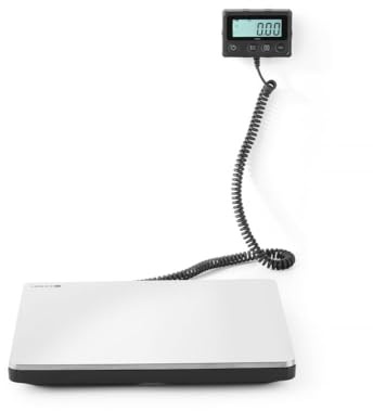 HENDI Digitale Küchenwaage, Großküchenwaage, für maximal 200kg, Präzision auf bis zu 50gr, Anzeige in kg or lb, Energiesparendes LCD-Display, Inklusive 2x AAA Batterien, 298x248x(H)37mm, Edelstahl