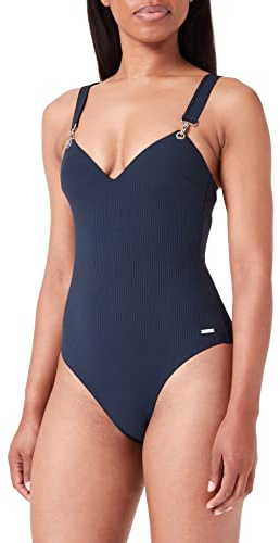 Emporio Armani Women's Ribbed Lycra Padded One Piece Swimsuit, Marine, XS