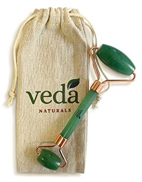 Veda Naturals Jade-Roller – beruhigende Gesichtsmassage für die Haut – Jade Gesichtsroller – Gesichtsmassage - Lymphdrainage-Effekt - für einen rosigen Glow