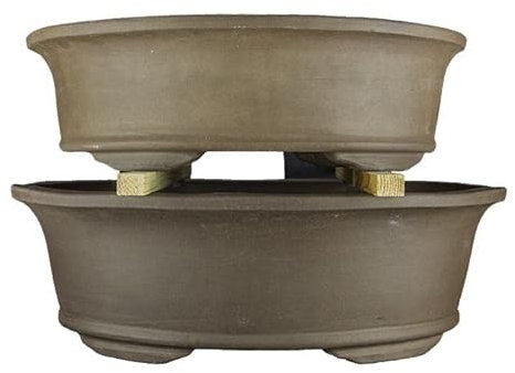 Ovale Bonsaischalen aus Steinzeug (Set mit 2 Stück) - 2895