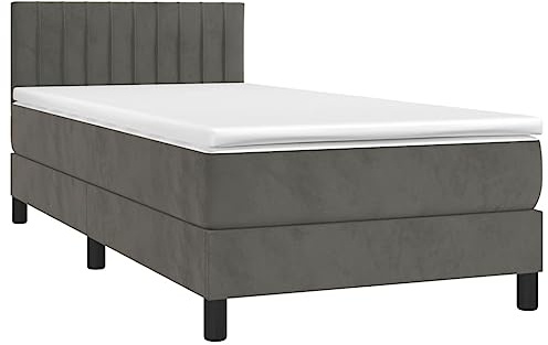 vidaXL Boxspringbett mit Matratze Dunkelgrau 100x200 cm Samt