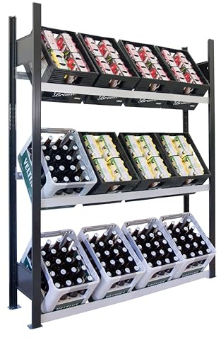 SCHULTE Regalwelt Étagère à caisses pour Boissons jusqu'à 12 caisses, 180 x 130 x 30 cm (H x l x P), Charge par Niveau : 60 kg, Noir et argenté, étagère pour caisses à bière, Porte-Bouteilles