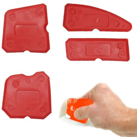 4pcs Portable Red Silicone Smoothing Tool Kit, Sealant Finishing and Remover, Caulking Smoother Mastic Tool for Kitchen, Bathroom, Home Floor