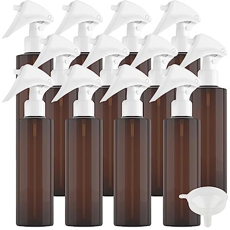 BPZXL 12 Piezas 250ml Ámbar Recargable Botellas de Spray de Niebla Fina Botella de Spray Vacías Plástico, Para Cabello Plantas Flores Peluqueria Cosméticos