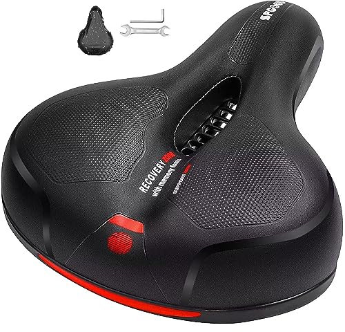 Cloud Comfort Pro Sattel, Ergonomischer Fahrradsattel Herren Damen Bequem Weich, Fahrrad Sattel mit Doppelfeder-Stoßdämpferkugel, Memory Foam und Reflektorstreifen