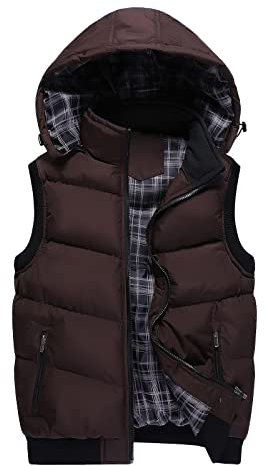 LOIJMK Mit Kapuzen Daunenweste Herren Winter Warme äRmellose Weste Steppweste MäNner Dickes Thermal Freizeitweste Regular Fit Mit Taschen Motorradweste Angelweste Lassige Mode