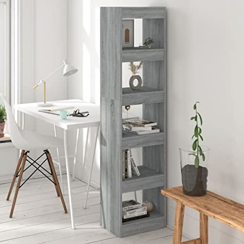 AJSEOYBS Frei stehender Bücherturm,eckregal hängendBücherregal/Raumteiler Grau Sonoma 40x30x166 cmGeeignet für Schlafzimmer, Arbeitszimmer, Wohnzimmer, Büro, Empfangsraum