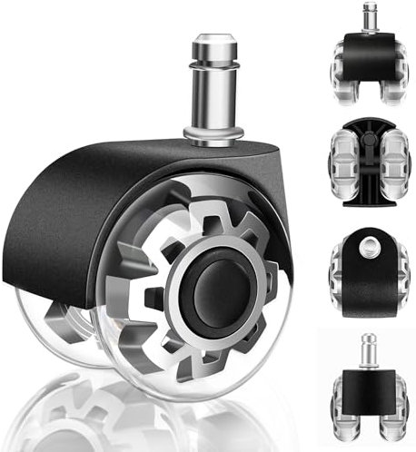 WECUTE Ruote Sedia Ufficio, 11X 22MM Set di 5 Rotelle Sedia Ufficio, Compatibili con Diversi Tipi di Pavimenti,Ruote per sedia Ufficio, Parquet (11 * 22MM)