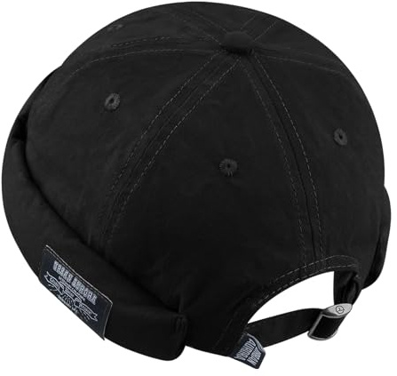 Clape Cotton Docker Cap Unisex Retro Brimless Hat Rolled Cuff Harbour Hat Adjustable Beanie Worker Sailor Commando Watch Cap Black GD30
