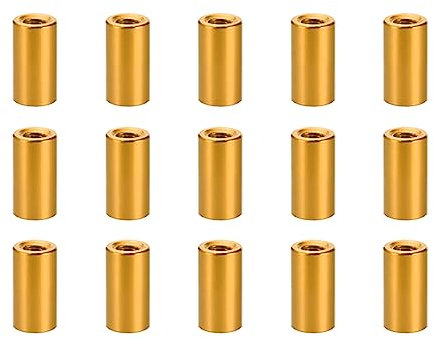 YOKIVE 15 Stück Abstandshalter, Aluminium Runder Gerader Abstandshalter | Verhindert Gelenkverformung, ideal für Roboter, Drohnen (Gold, M3, 10mm).