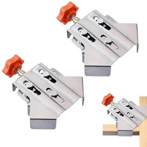 Lot de 2 serre-joints d'angle à 90 degrés en acier inoxydable avec mâchoire pivotante réglable, serre-joint d'angle multi-usages pour le travail du bois, l'ingénierie, le soudage, les cadres photo (B)