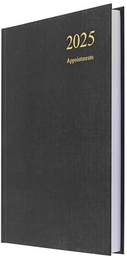 Collins Essential E-ESSA51A.99-25 umweltfreundlicher Terminplaner für 2025, A5, Tagesansicht, Business-Planer mit Ledernarbung, Hardcover-Einband und Recyclingpapier, Schwarz