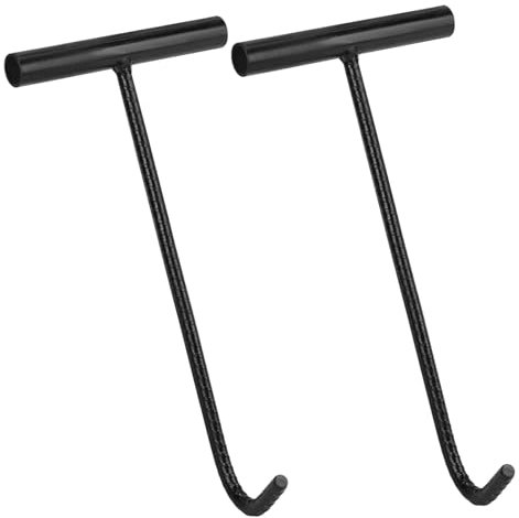 QWORK® Lot de 2 Leviers de Couvercle de Canal de 30 cm - Crochet Leve Plaque - Acier Fiable avec Finition Soignée