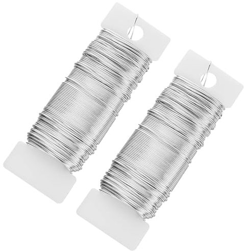 2 Rolls Silver Florist Wire for Wreath Making - 22 Gauge, 35m/Roll - Christmas, Garden Floral, Paddle Wire for Bouquets, Binding, Flower Arrangements, Craft Supplies