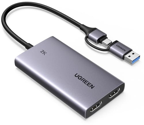UGREEN Carte Acquisition Vidéo HDMI 4K 30Hz Entrée USB C USB A 3.1 2K 30Hz Enregistrement en Streaming Carte de Capture Vidéo en Boucle Compatible avec Switch PS5 PS4 Xbox MacBook iPad Air Caméra PC