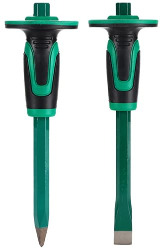 CogniForge Heavy Duty Masonry Chisel Set,12 Inch Point and Flat Chisel with Hand Protector,for Demolition,Mason,Carving,Concrete (2 PCS Set)