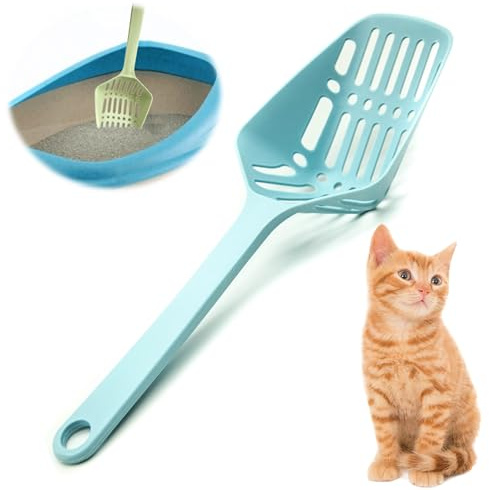 Petopedia Strong Cat Litter Scoop – Plastic Shovel for Cats Litters, Poop Scoop – Handy Sand Sifter, Sieve Cleaning Tool – Used with Litter Box and Trays for Cats & Kittens (Blue, Medium)