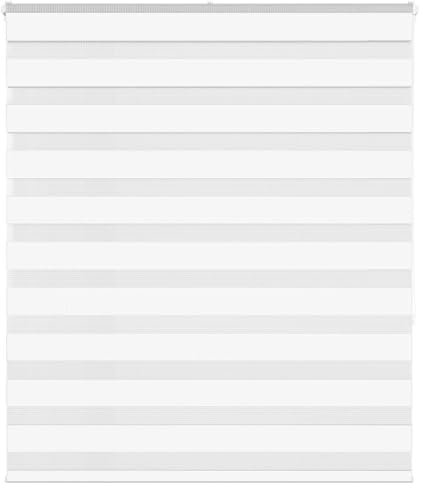 vidaXL Estor Cebra Blanco 130x150 cm Tejido Ancho 125,9 cm poliéster, Estor Doble, Estor Enrollable Cebra, Cortina Cebra, Estor Doble