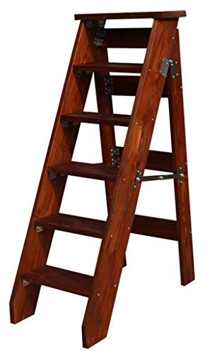 Portable 6 Step Folding Wooden Ladder Chair for Living Room Kitchen Balcony 120cm Height 150kg Capacity
