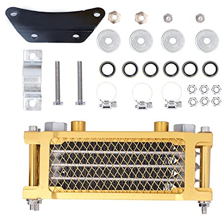Motorcycle Oil Cooler, Motorcycle Oil Radiator Oil Cooling Kit with Mounting Accessories Metal for 125‑250 Motorcycle Dirt Pit ATV