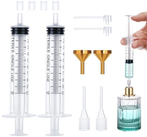 Segbeauty Parfüm Spritze 10ml, Pump und Pipette, Metall Trichter Set, Transfer Werkzeug für Parfum Zerstäuber für Unterwegs, Parfümnachfüll Werkzeug Set
