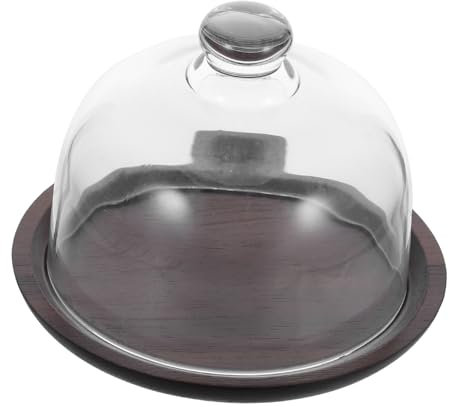 Abaodam Holztablett Mit Deckel Aus Glas Präsentationsschale Für Kuchen Desserts Und Obst Geeignet Für Küche Geburtstage Hochzeiten Und Partys