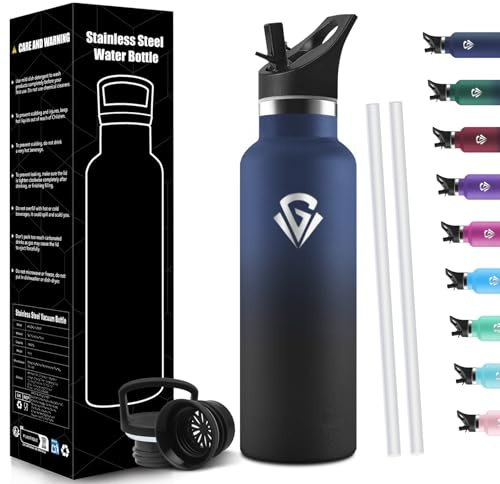HoneyHolly Borraccia Termica 750 ML, 18/8 Acciaio Inox, Bottiglia Termica, Sottovuoto a Doppia Parete, Borracce Termiche, Senza BPA, Borraccia con Cannuccia, Termos per Palestra, Sport, Bici
