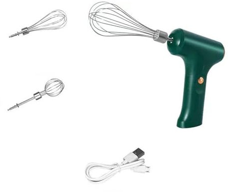 mophrati Frullino per le uova elettrico in ABS, interfaccia USB alimentata a batteria wireless portatile, strumento per miscelare agitatore da cucina a 3 ingranaggi