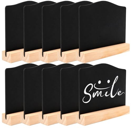 10 Mini Ardoises - Mini Chevalet - Bois Naturel - Tableau Noir Caisse pour Restaurant, Mariage, Etiquette Prix & Porte Nom Table​