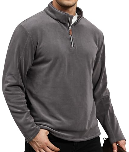 Suwangi Felpa Uomo Felpa in Pile Giacca Felpa a Maniche Lunghe Inverno Calda Pile Felpa 1/4 Zip Sweat