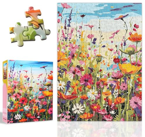 Puzzle 1000 Teile Erwachsene Flowers, Impossible Klassische Geschicklichkeitsspiel für die Ganze Familie, 38 x 26cm Jigsaw, Puzzle Farbenfrohes Legespiel Home Dekoration