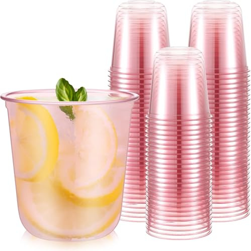 KAHEIGN 50Stück Plastikbecher 360ml Wiederverwendbare Kunststoffbecher Trinkbecher aus kristallklarem Kunststoff -Partybecher für Wein, Sekt, Cocktail, Champagner, Dessert (8,9 cm x 9,3 cm)